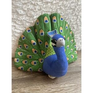 Wildlife Artists 10" Peacock Plush w/ Fan Tail Realistic Bird Toy Stuffed Animal